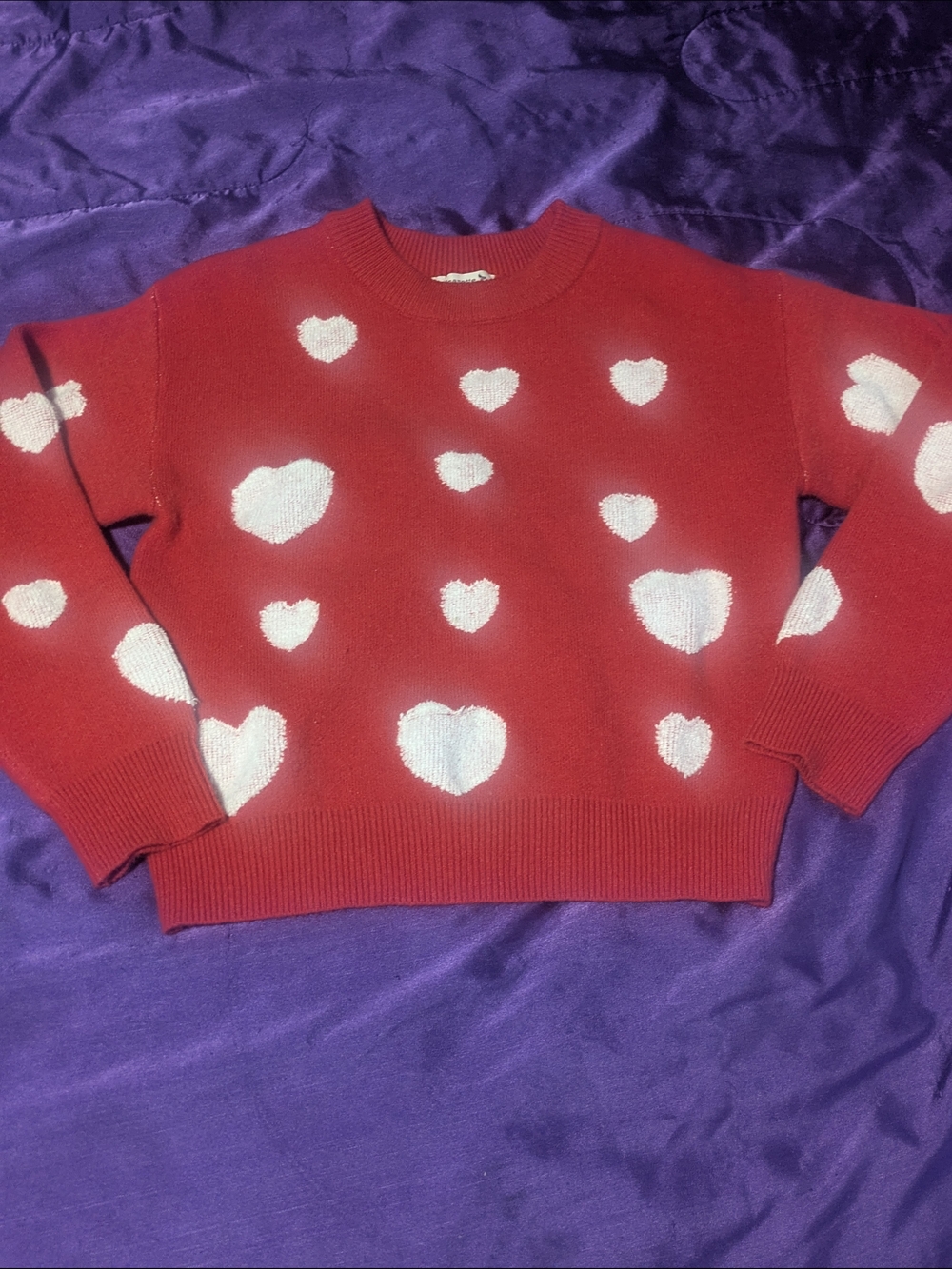 Nanette Lepore Red Sweater with White Heart Intarsia